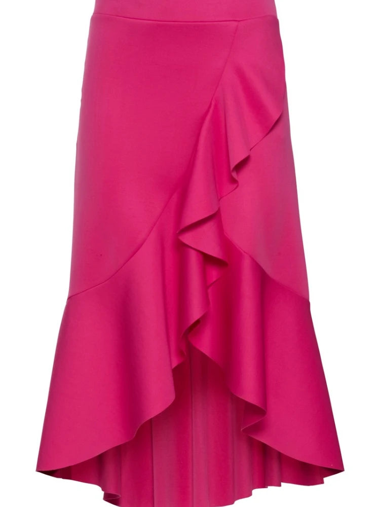 Summer New Women s Long Skirt High Waist Irregular Ruffle Fishtail Skirt Ladies Solid Color Skirt S-2XL Sexy Skirt for Sex