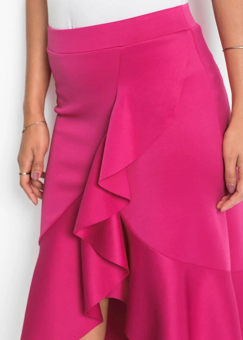 Summer New Women s Long Skirt High Waist Irregular Ruffle Fishtail Skirt Ladies Solid Color Skirt S-2XL Sexy Skirt for Sex