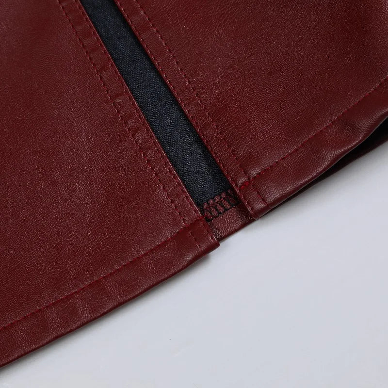 Women Pu Leather Skirt Side Slit Autumn Winter Lady High Waist Wrap Hip Skirt Elegant Office Lady Pencil Skirt