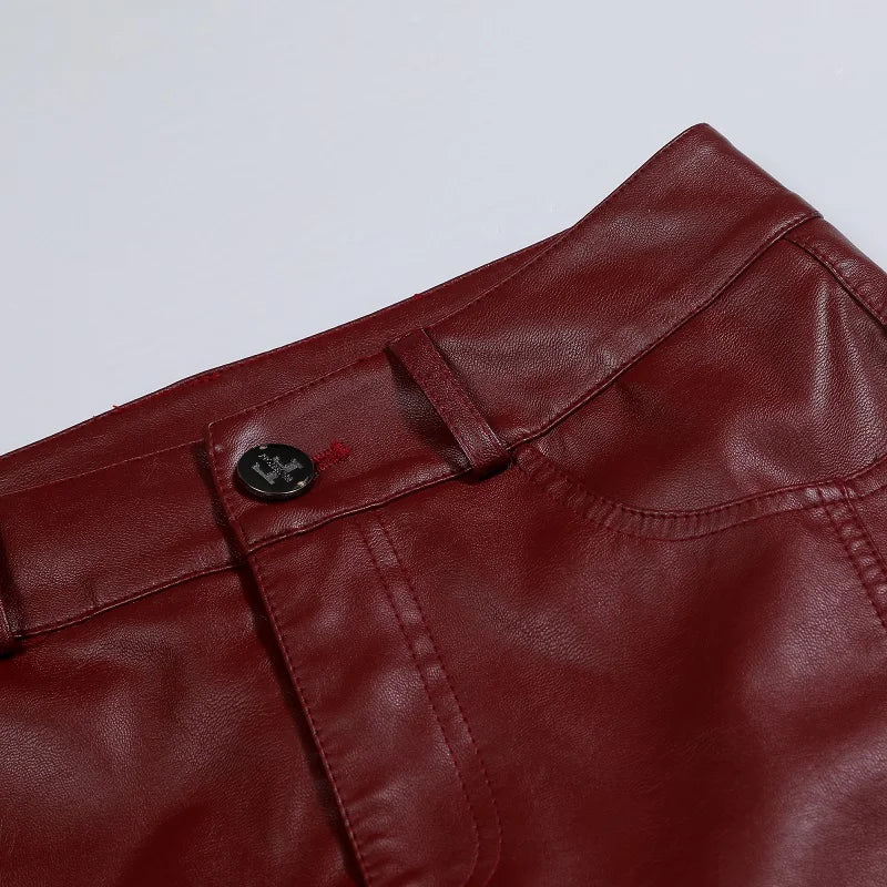 Women Pu Leather Skirt Side Slit Autumn Winter Lady High Waist Wrap Hip Skirt Elegant Office Lady Pencil Skirt